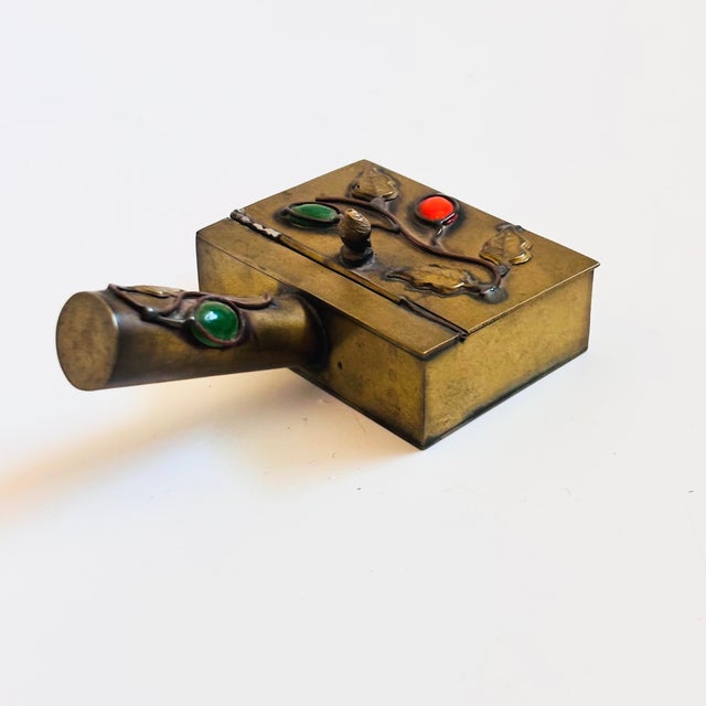 Cloisonne Brass Box With Handle For Sale - Image 4 of 11