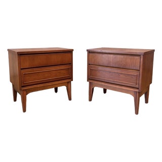 MCM Vintage Walnut Nightstands, Pair For Sale