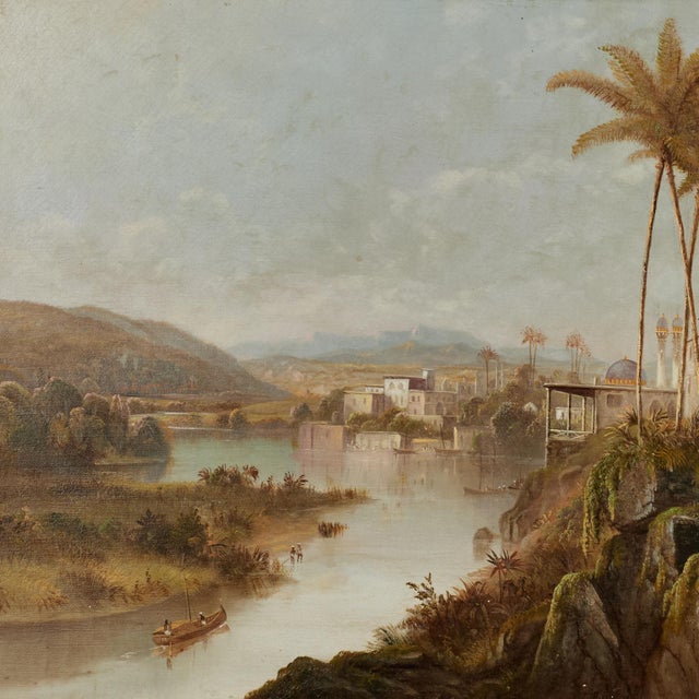 Antique Orientalist India Landscape Oil Painting by Daniel C. Grose For Sale In West Palm - Image 6 of 14