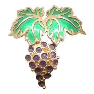Vintage 1960s Signed Napier Enamel Grape Brooch