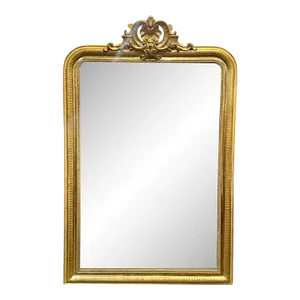 19th Century French Louis Philippe Giltwood Mirror With Crest