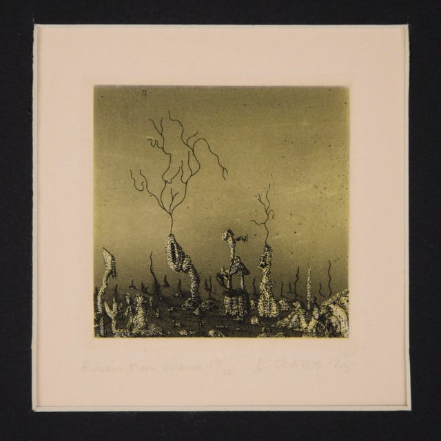 Surrealism "Arian Moon Chance" - 1975 Surrealist Lithograph on Paper by Jim Crabb For Sale - Image 3 of 5