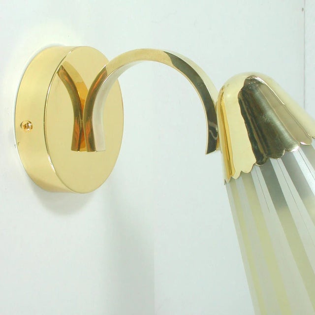 Mid-Century German Brass and Glass Wall Light Sconce, 1950s For Sale - Image 6 of 12
