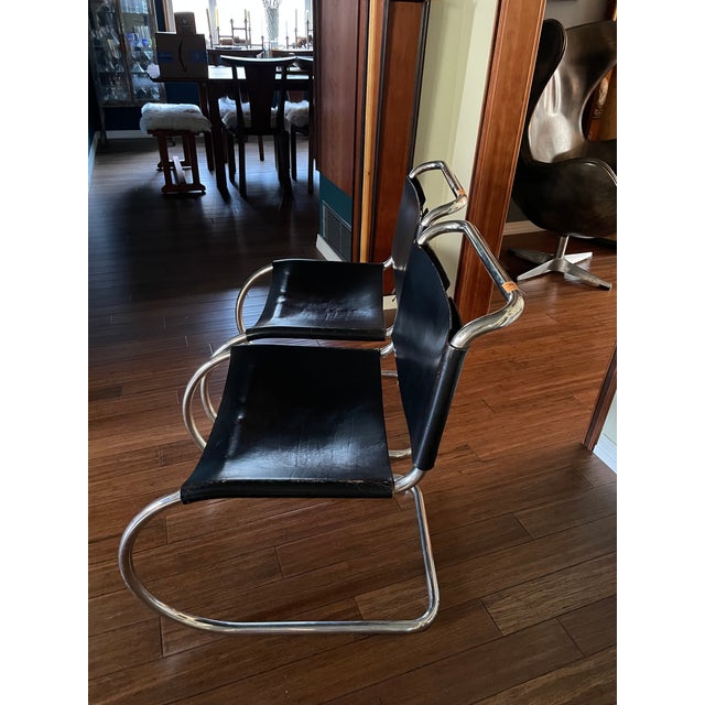 Pair of ca.1980 Attributed to Mies van der Rohe Mr10 Dining Chairs For Sale - Image 17 of 18