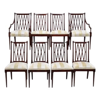 20th-C. Georgian Style Carved Mahogany Dining Chairs - Set of 8 For Sale