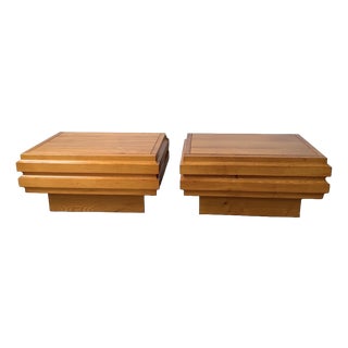 Elm Bedside Tables from Maison Regain, 1970s, Set of 2 For Sale