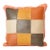 Modern Patchwork Leather Throw Pillow in Orange and Neutral Tones For Sale