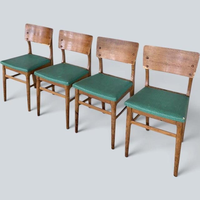 Vintage Oak Dining Chairs, 1960s, Set of 4 For Sale - Image 6 of 9