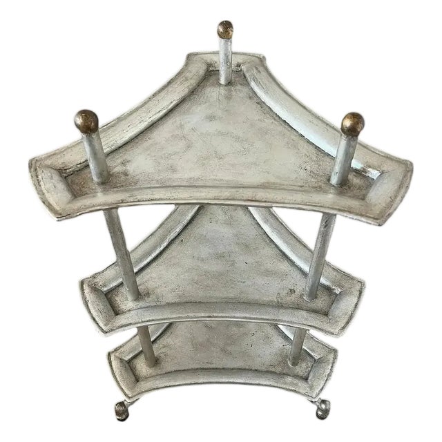 Jacques Garcia for Baker Furniture 3 Tiered Silver and Gold Leaf Side Table, Attributed For Sale