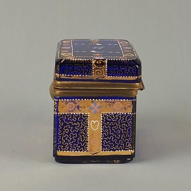 Antique Gilt Enamelled Glass Box, 1800s For Sale - Image 4 of 7