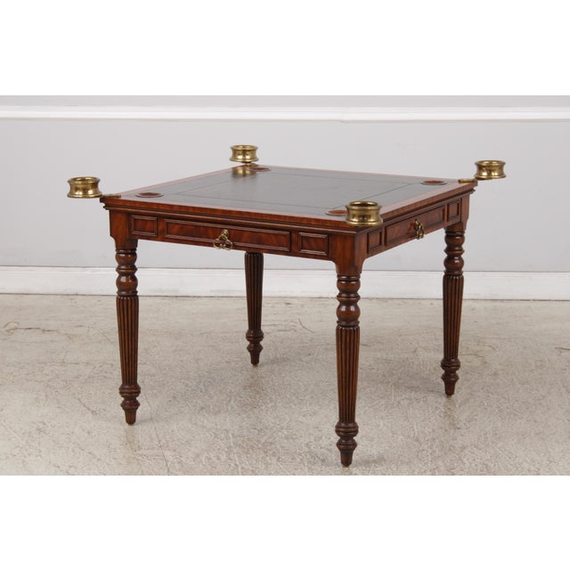 Traditional Maitland Smith Leather Top Game Table For Sale - Image 3 of 18