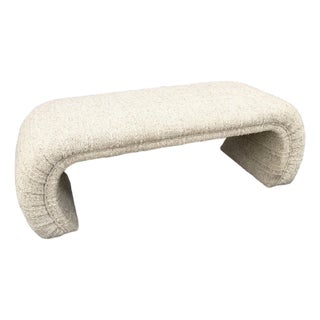 Postmodern Haitian Cotton Upholstered Flared Waterfall Bench For Sale