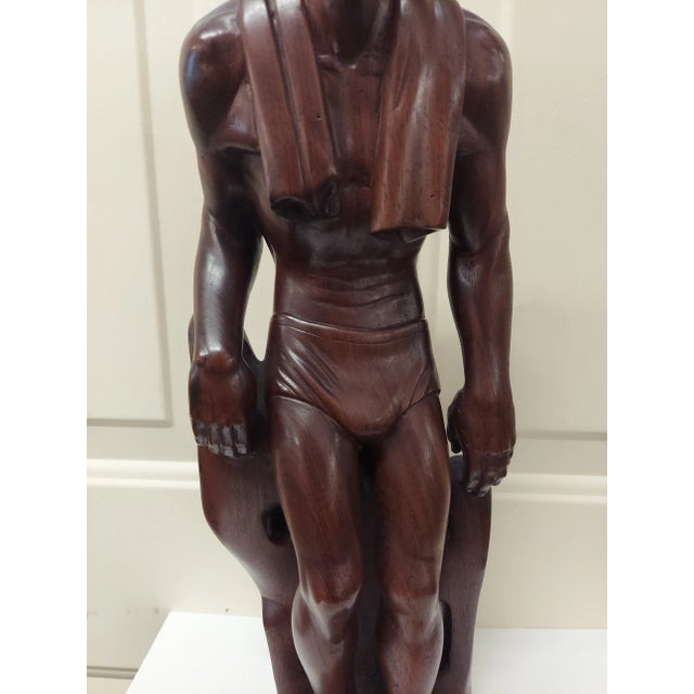 Art Nouveau Buster Crabbe Vintage Hand Carved Rosewood Sculpture For Sale - Image 3 of 12