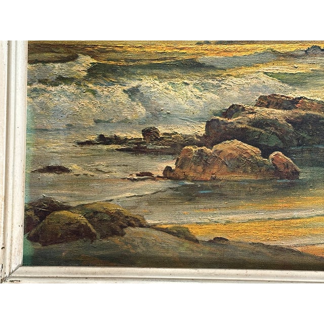 Vintage Framed Seascape Art Print on Canvas by Robert W. Wood For Sale - Image 11 of 12