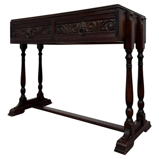 Antique Carved Oak Occasional Side Table For Sale - Image 3 of 11
