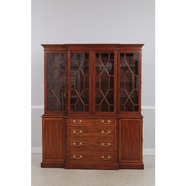 Traditional Henkel Harris Model 2365 Cherry 2 Piece Breakfront For Sale - Image 3 of 18
