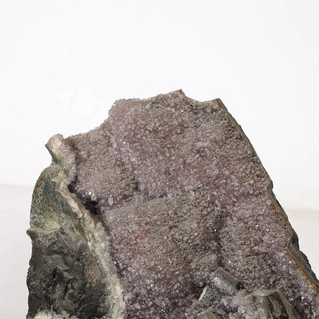 Modernist Uruguayan Amethyst Rock Crystal Specimen on Black Lacquer Base For Sale - Image 4 of 12