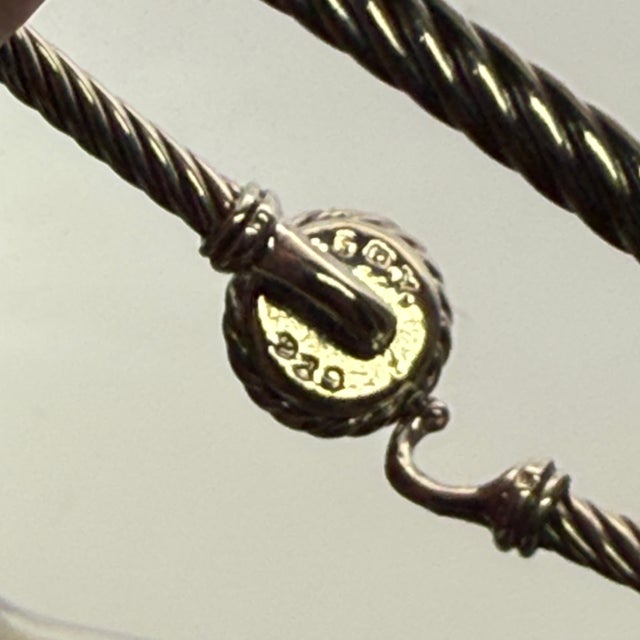 Contemporary 1990s David Yurman Morganite Cuff Bracelet Size M 7.5" 3 Mm Sterling Silver Estate For Sale - Image 3 of 5