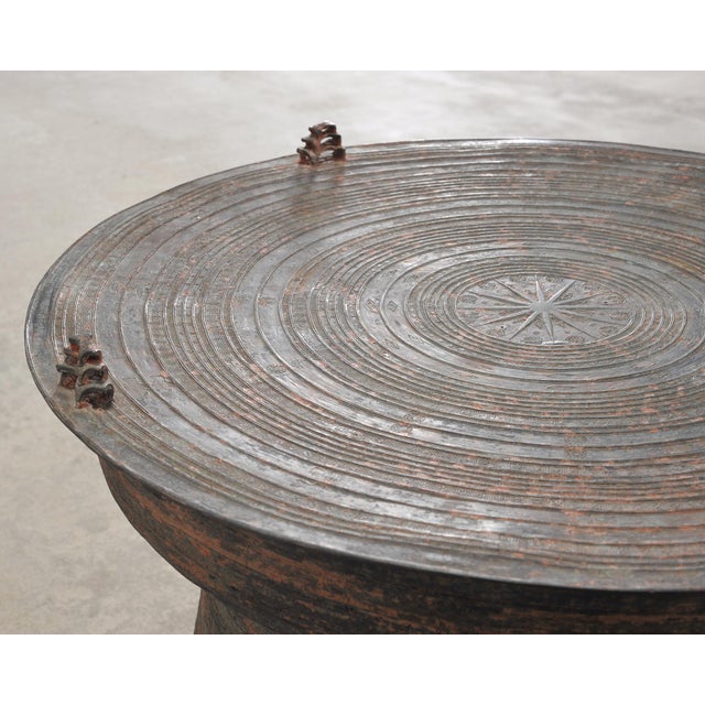 Southeast Asian Patinated Bronze Rain Drum Drink Table 2 Ft For Sale In Sacramento - Image 6 of 18