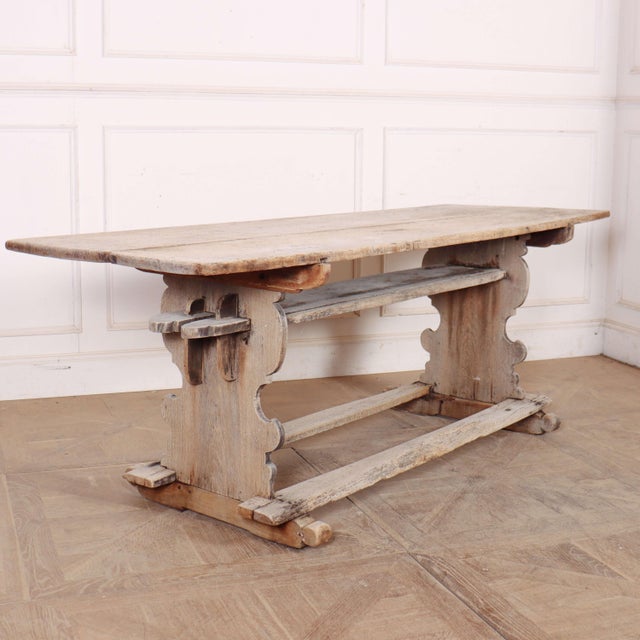 Rustic 18th C bleached and scrubbed oak console table, wonderful colour. 1740 This piece is designed in the style of the...