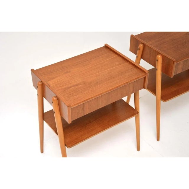 1960s Vintage Swedish Teak Bedside Tables from AB Carlstrom, 1960s, Set of 2 For Sale - Image 5 of 9