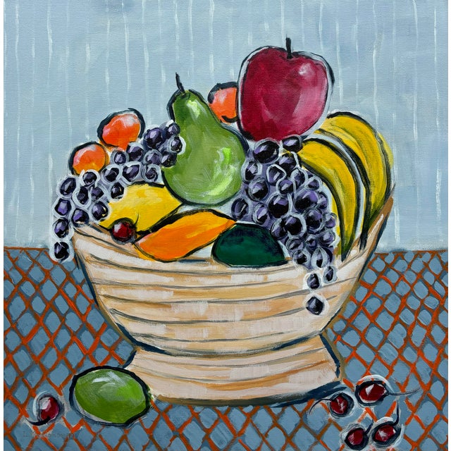 2020s “Fruit Bowl” Original Contemporary Acrylic Still Life Painting by Linda McDonough For Sale - Image 5 of 12