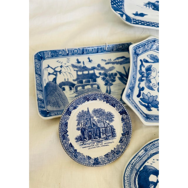 Mixed Lot of 7 Blue & White Asian Themed small trays, plates, dishes. Sourced from a local Estate in Indian Wells and the...