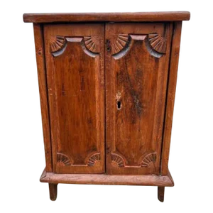 Dutch Colonial 19th Century Teak Wood Cabinet With Carved Fans Motifs