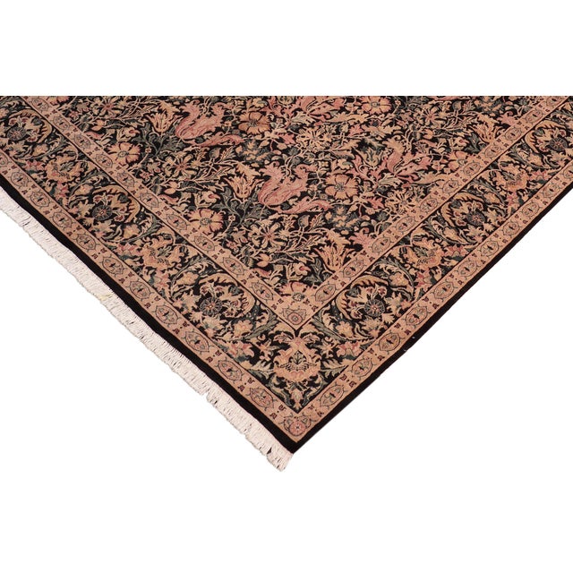Shabby Chic Pak-Persian Black/Red Wool Rug - 8'1'' X 10'1'' For Sale - Image 3 of 9
