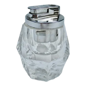 C.1960's Mid-Century Modern Crystal Faceted Iceberg Textured Lighter by Colibri - Made in Japan
