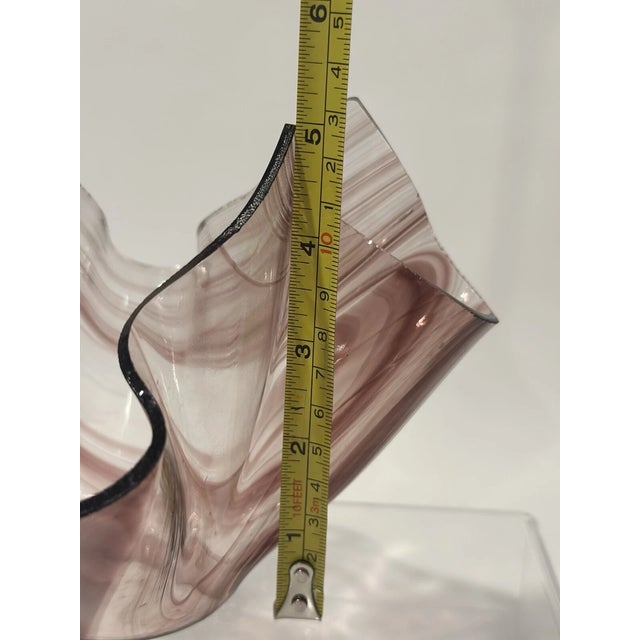 Vintage Murano Style Purple Ribbon Art Glass Handkerchief Swirl Bowl For Sale In Dallas - Image 6 of 8