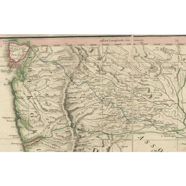 Early 19th Century Large Decorative Colonial-Era Map of South India Peninsula of India, 1800 For Sale - Image 5 of 13