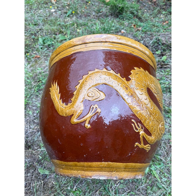 "Antique Quing Shiwan-Style Dragon Egg Pot Jardinière For Sale - Image 4 of 6