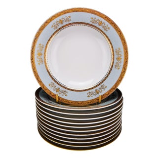 Orsay Sky Grey Limoges Porcelain Soup Plates by Philippe Deshoulières, France, 2010s, Set of 12 For Sale