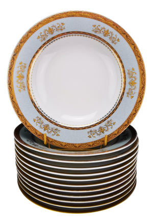 Orsay Sky Grey Limoges Porcelain Soup Plates by Philippe Deshoulières, France, 2010s, Set of 12
