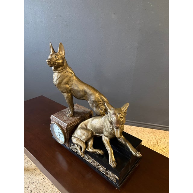 Antique Marble & Bronze Mantle Clock in the Style of Louis-Albert Carvin For Sale - Image 16 of 18