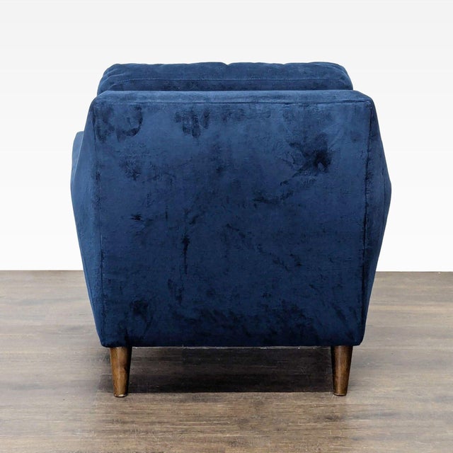 2010s West Elm Everett Blue Velvet Lounge Chair - Modern Accent Armchair For Sale - Image 5 of 7