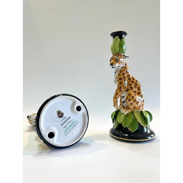 Make a bold statement with this **Vintage MCM Lynn Chase Jaguar Jungle Candlestick Pair**. Inspired by the exotic beauty...