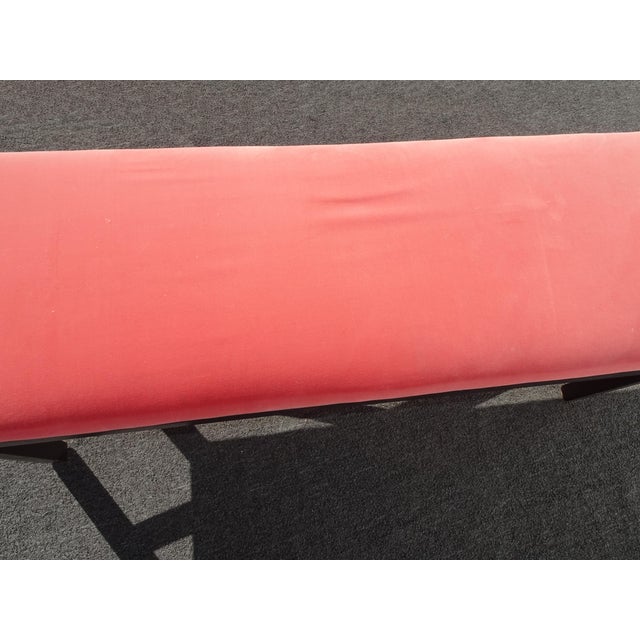 Raspberry Pink Vintage Modern Coral Velvet Long Bed Side Bench For Sale - Image 8 of 12