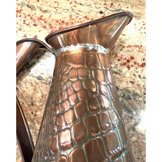 Early 20th Century Early 20th Century Joseph Sankey and Sons, Copper Crocodile Embossed Jug Pitcher, England For Sale - Image 5 of 9