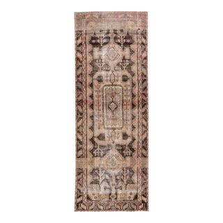Vintage Hamadan Handmade Geometric Peach Wool Rug For Sale