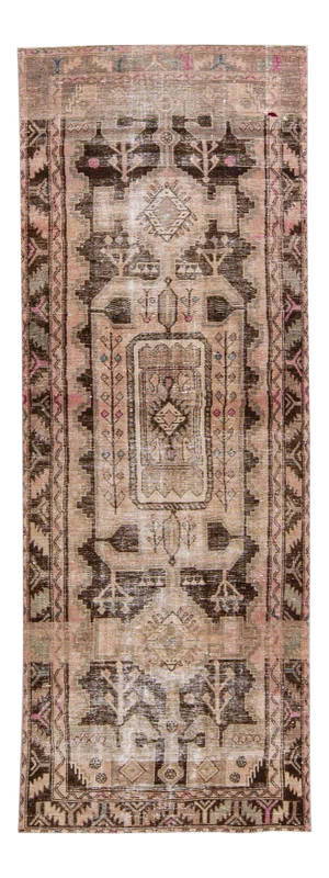 Vintage Hamadan Handmade Geometric Peach Wool Rug