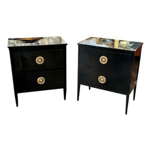 Pair of Piano Black Side Tables