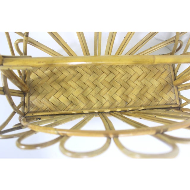Vintage Fan Style Bent Bamboo Magazine Rack Holder For Sale - Image 12 of 13