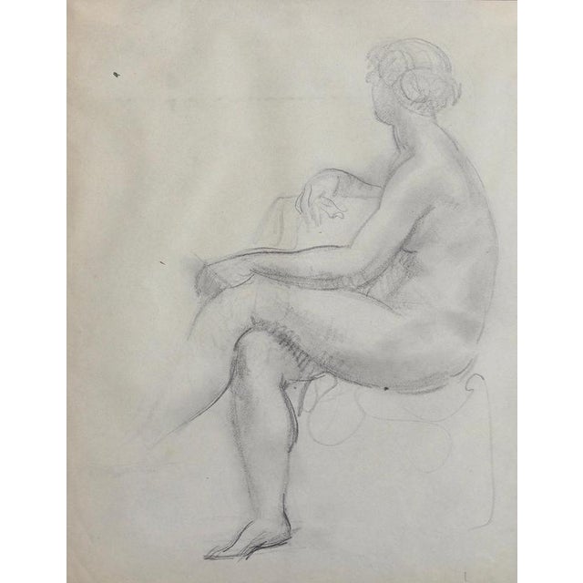 The seated nude', pencil on paper, by french artist, guillaume dulac (circa 1920s). An artist known for his exquisite...