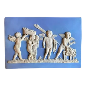 Antique 18th Century Wedgwood Jasperware Plaque Depicting the Marriage of Cupid and Psyche