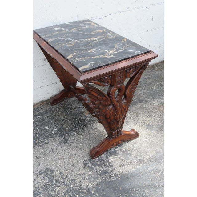 Heavy Carved Swan Sculpture Art Deco Side Table 5992 For Sale - Image 11 of 13