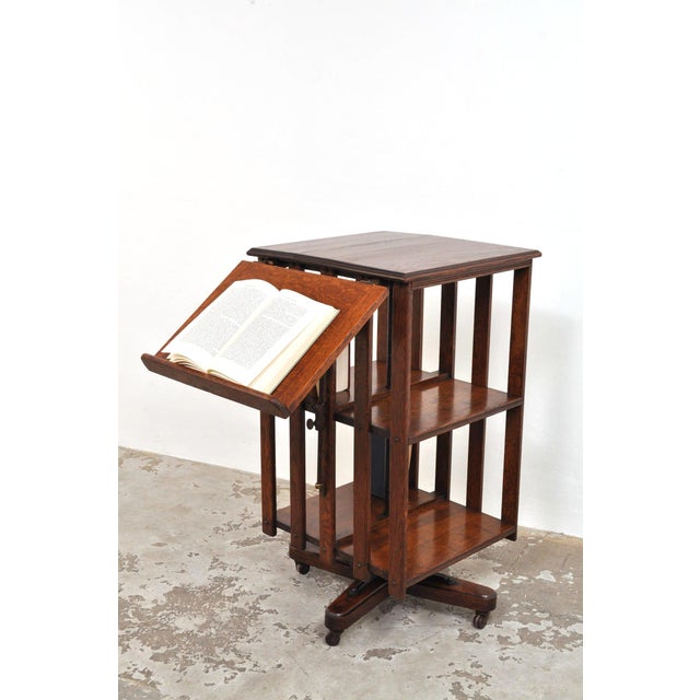 Antique Revolving Bookcase in Oak with Top, 1900s For Sale - Image 17 of 17