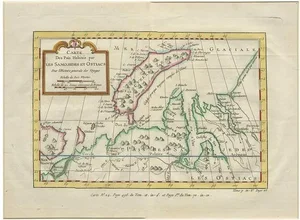 Antique Map of Nova Zembla Russia by J.N. Bellin, 1757