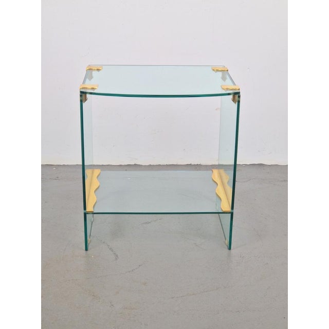Metal Vintage Regency Brass & Glass Side Table, 1970s For Sale - Image 7 of 13